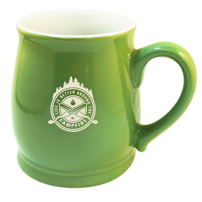 Gibson 16oz reactive glaze ceramic mug lime green/white